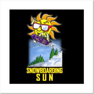 Cute Summer Sun Snowboarding Winter Sports Cartoon Meme Posters and Art